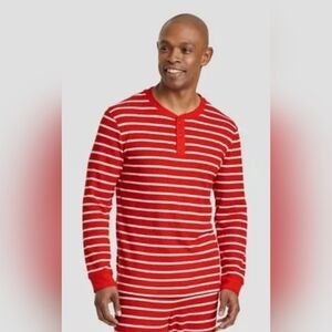 Target Wonder Shop XXL Mix & Match Men's Sleep Top Red Stripe Waffle Knit NWT